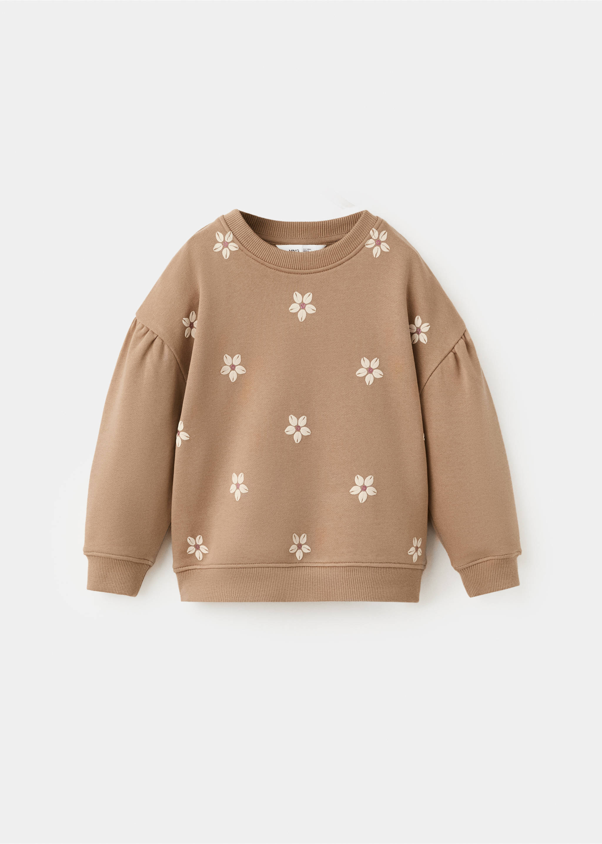 Floral print cotton sweatshirt - Article without model, Brown. Ref: 27086742-00.