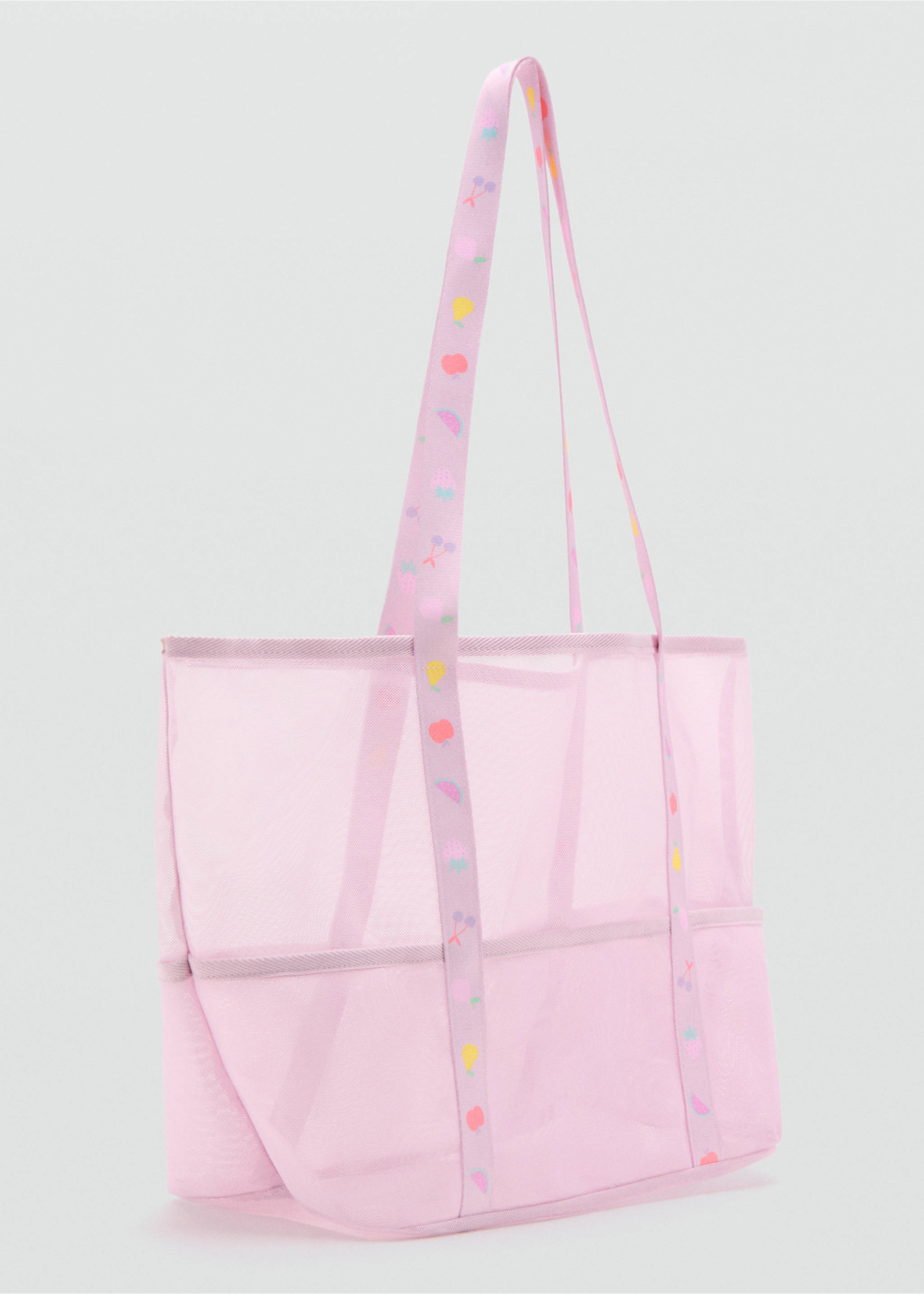 Mesh pattern shopper bag - Medium plane, Pale Pink. Ref: 27086745-00.