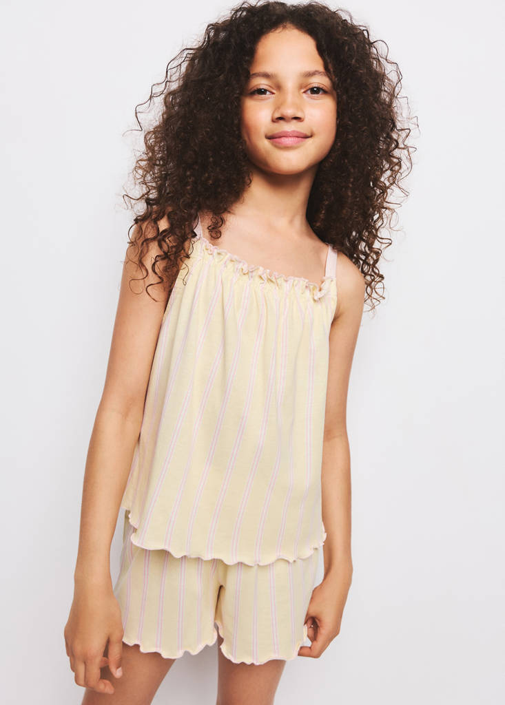 Striped short pyjamas — Pastel Yellow