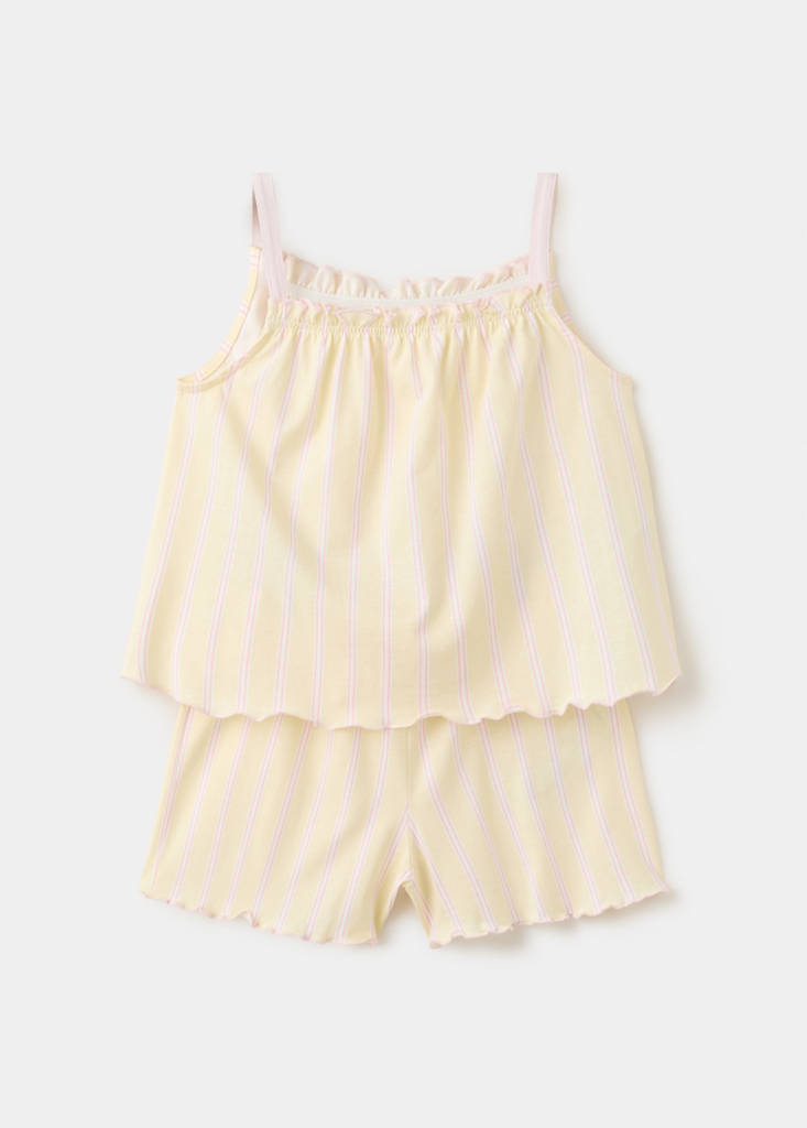 Striped short pyjamas — Pastel Yellow