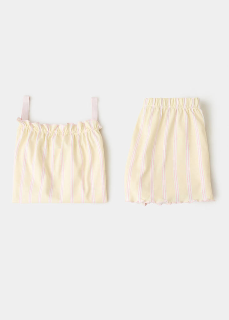 Striped short pyjamas — Pastel Yellow