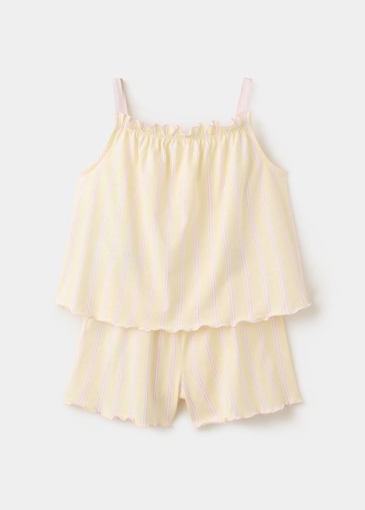 Striped short pyjamas — Pastel Yellow