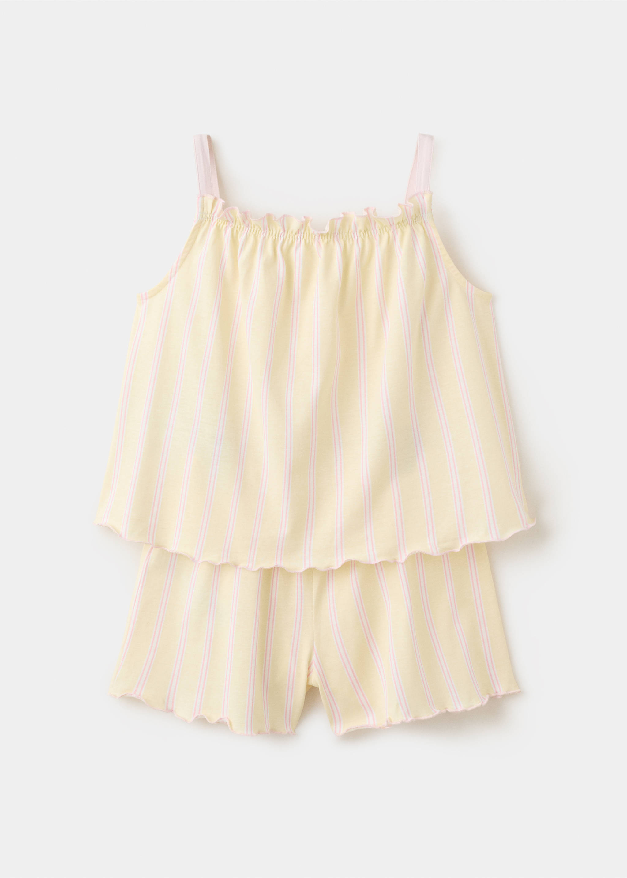Striped short pyjamas - Article without model, Pastel Yellow. Ref: 27086746-00.
