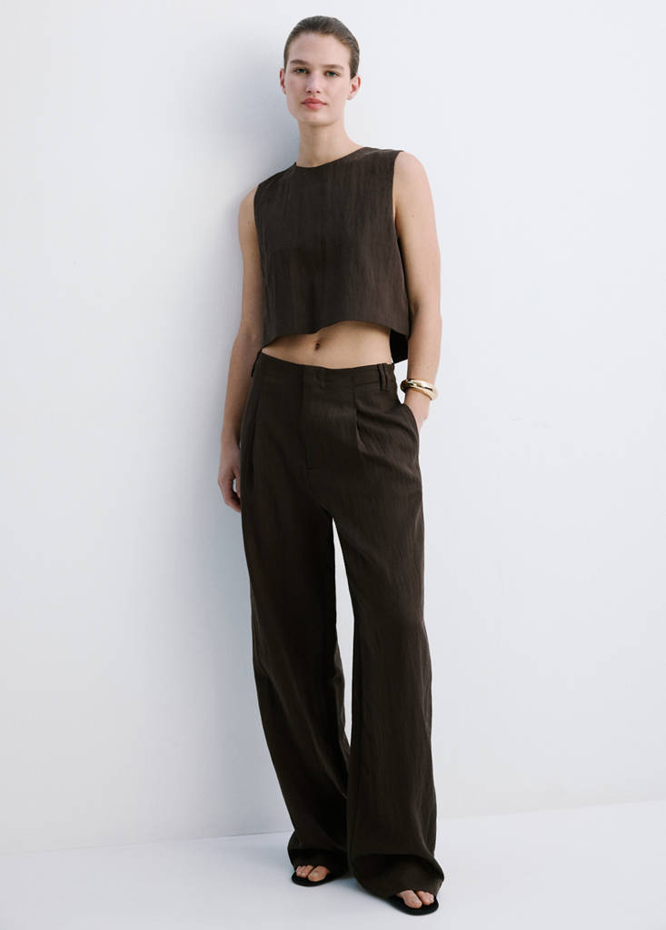 Mid-rise lyocell trousers — Chocolate