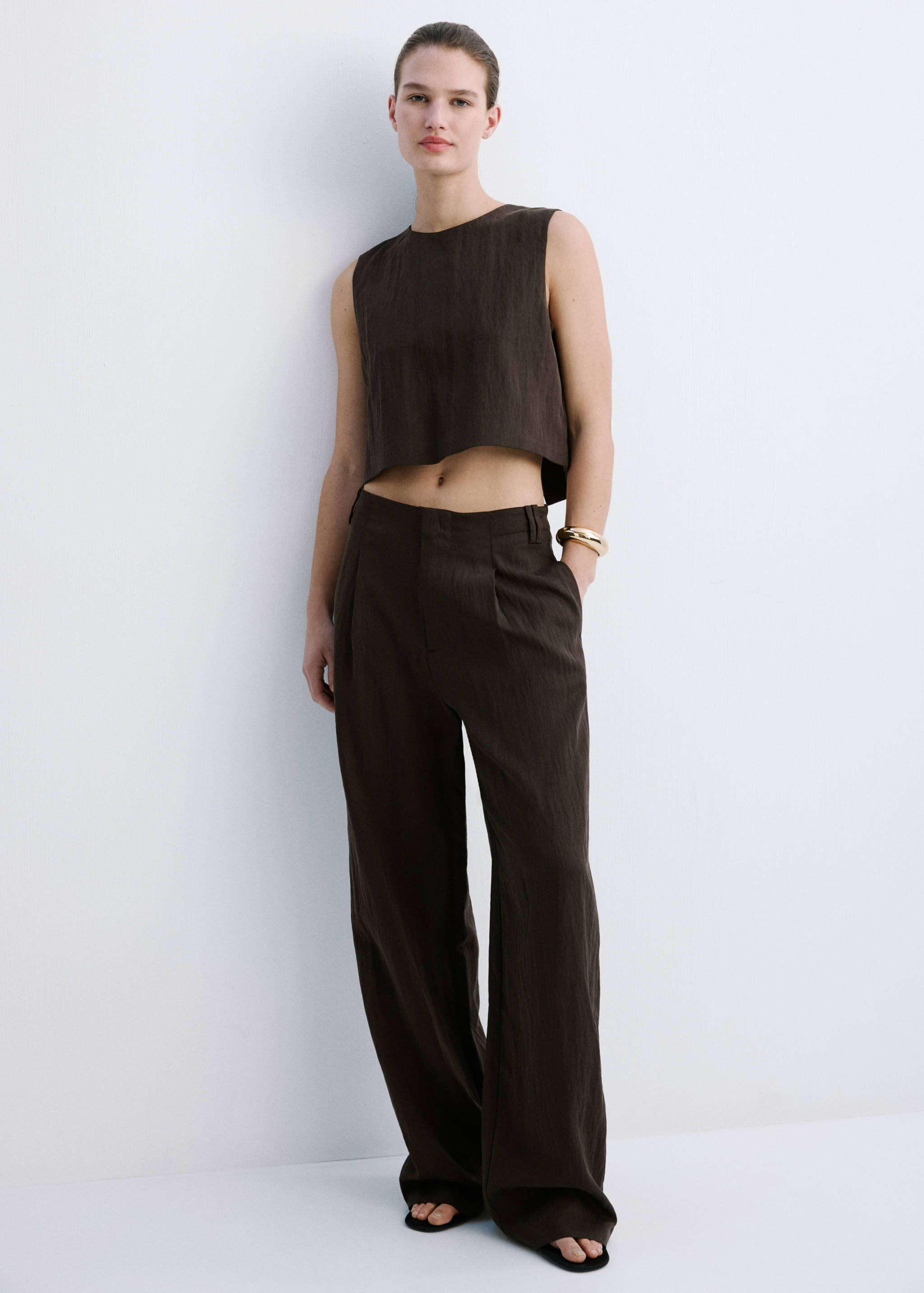 Mid-rise lyocell trousers - General plane