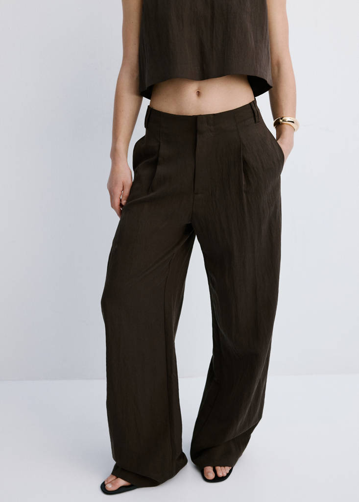 Mid-rise lyocell trousers — Chocolate