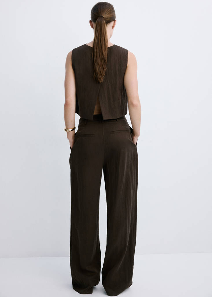 Mid-rise lyocell trousers — Chocolate
