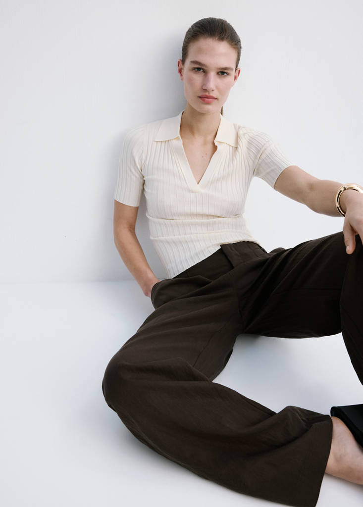 Mid-rise lyocell trousers — Chocolate