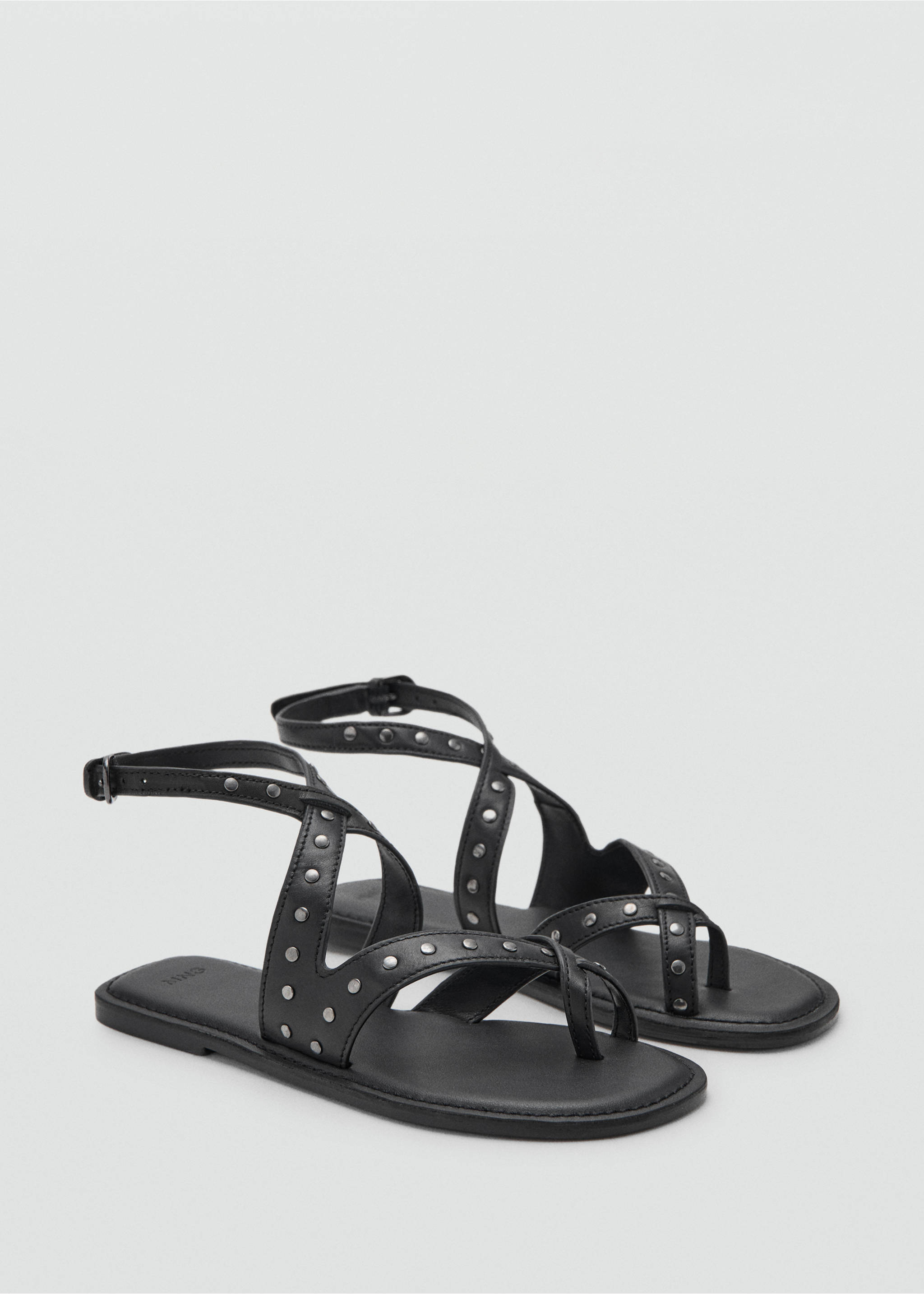 صندل جلدي بمسامير - رؤية وسط, أسود. Ref: 27087135-00.