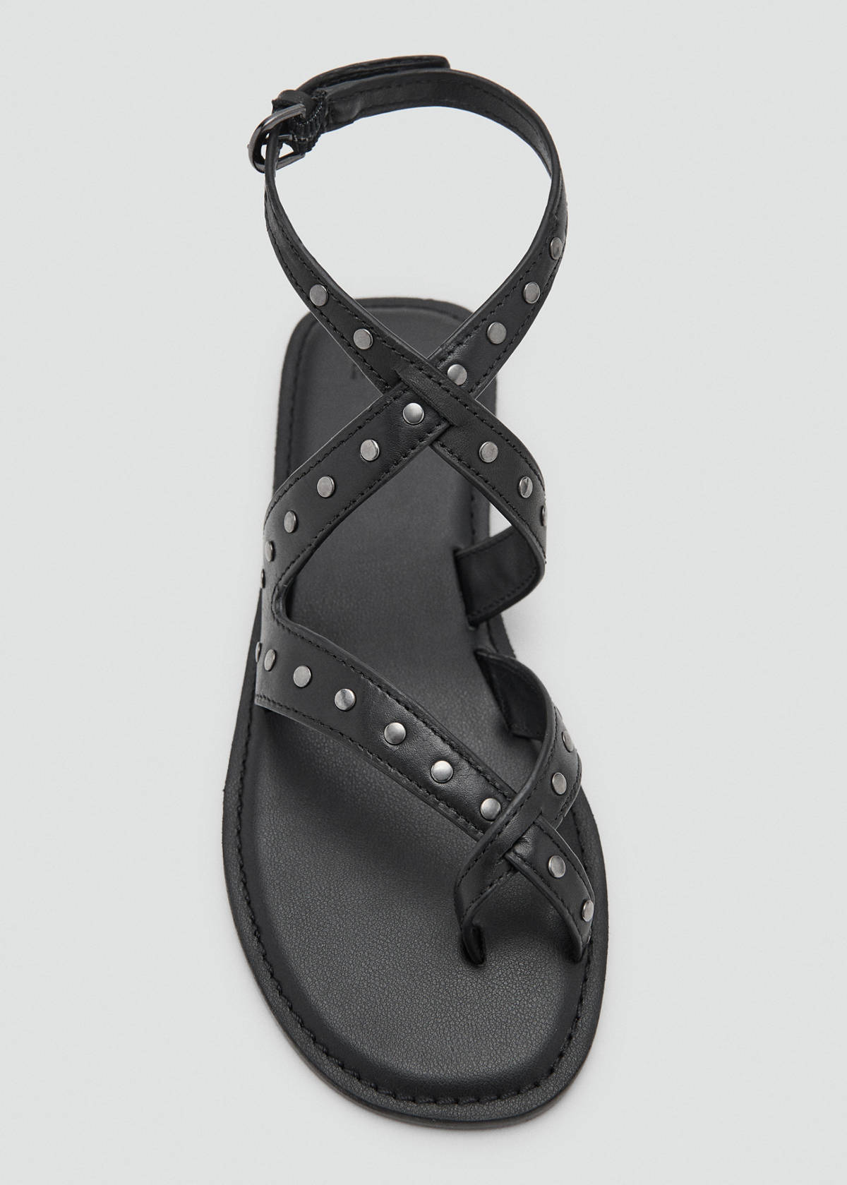 Studded leather sandals — Black