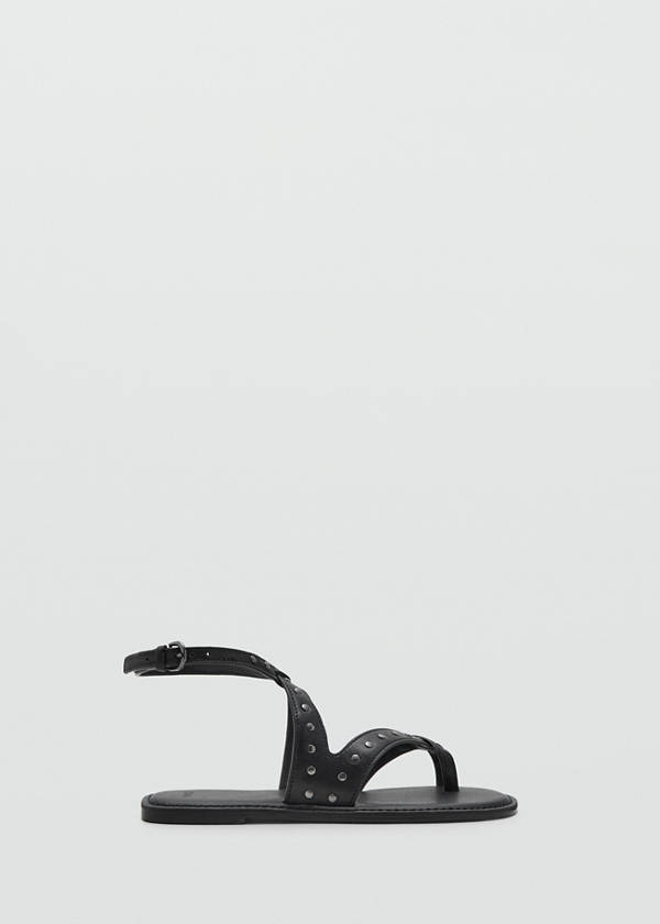 Studded leather sandals — Black