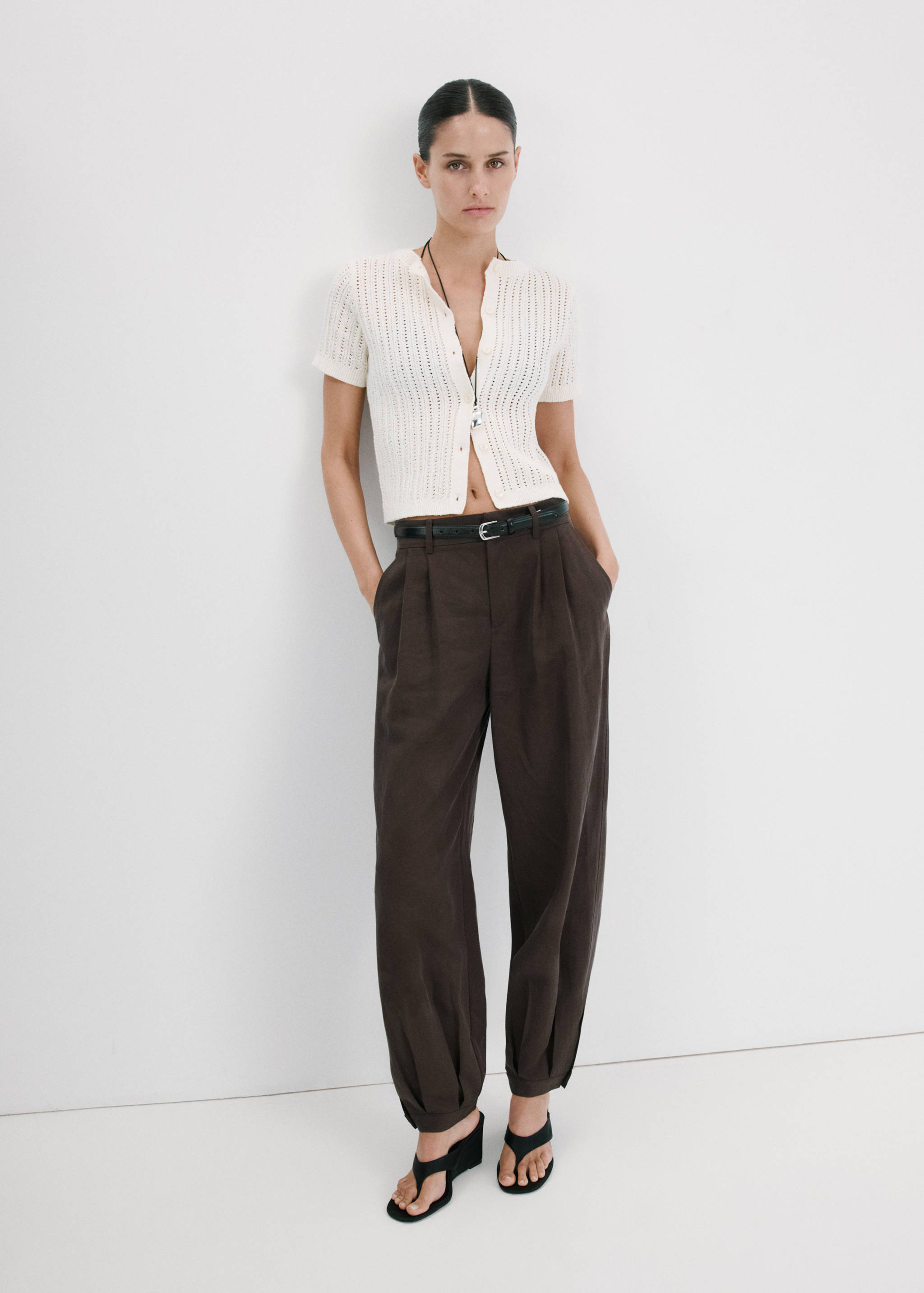 Openwork knit cardigan - General plane