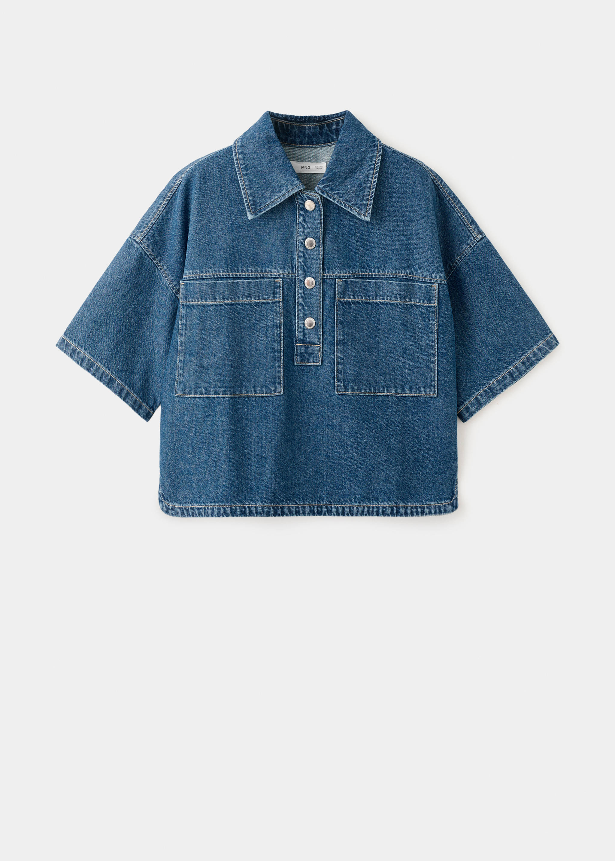 Джинсова блузка з кишенями - Товар без моделі