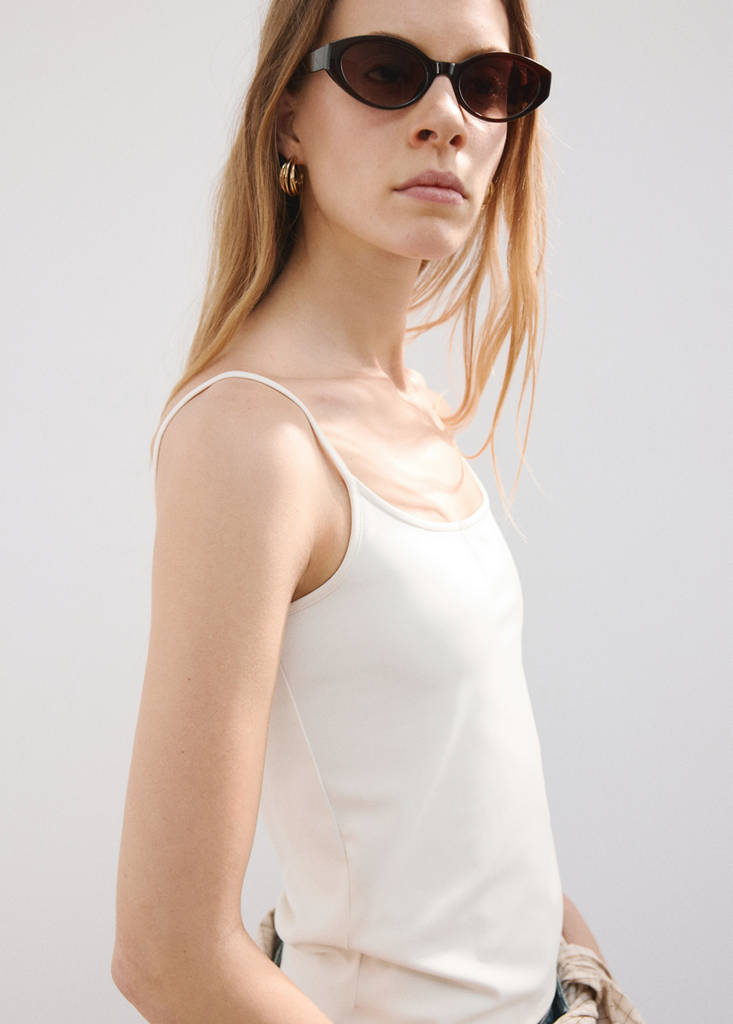Fitted crop top — Ecru