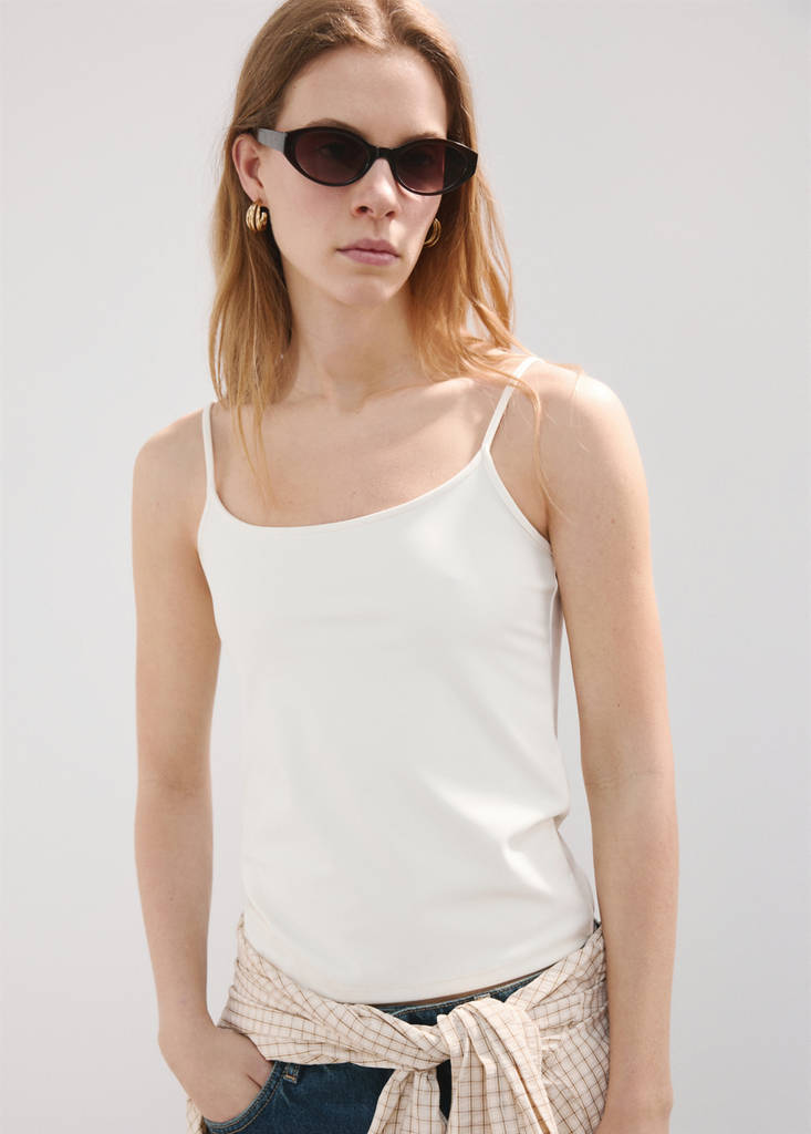 Fitted crop top — Ecru