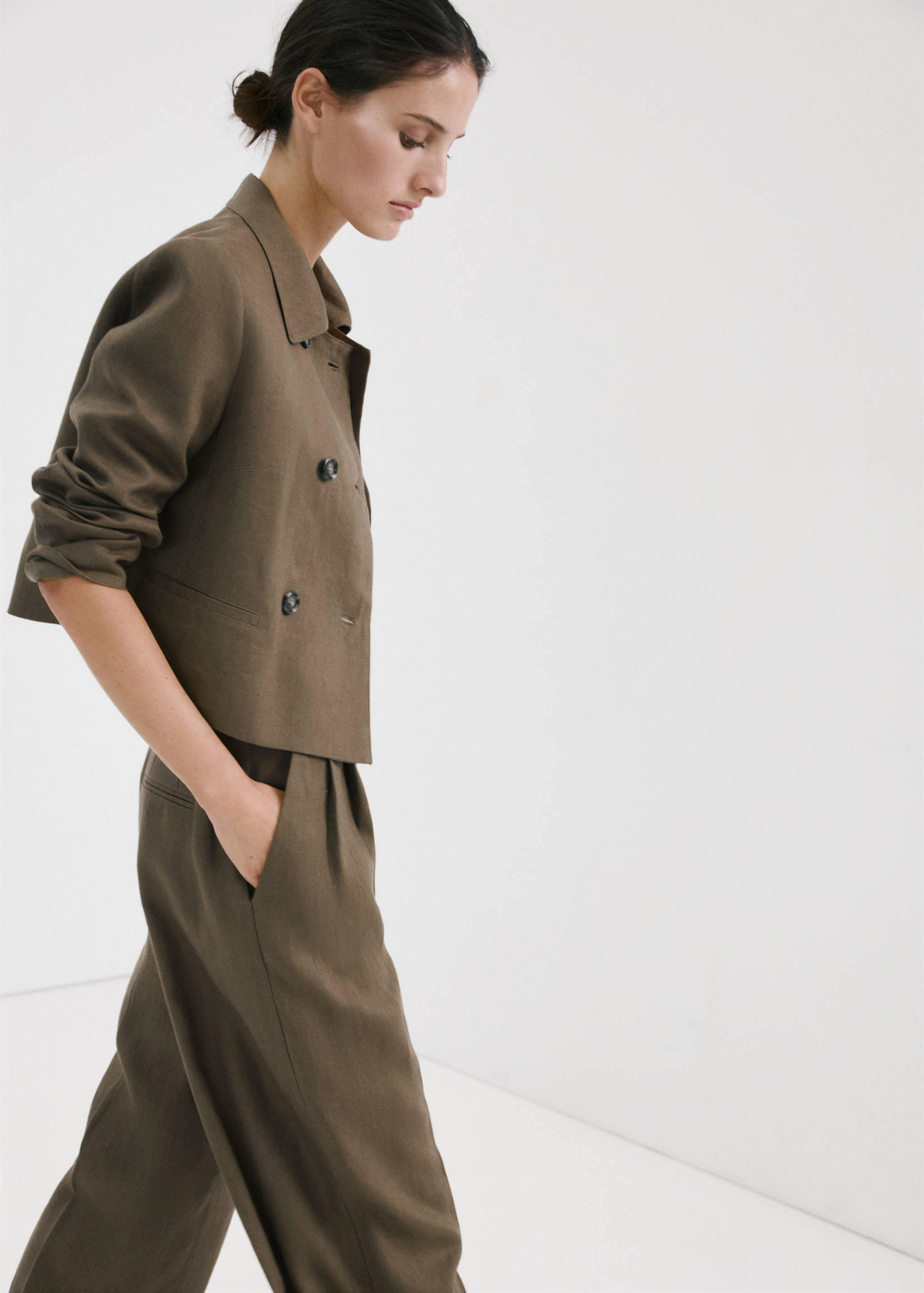 Double-breasted linen jacket - Medium plane