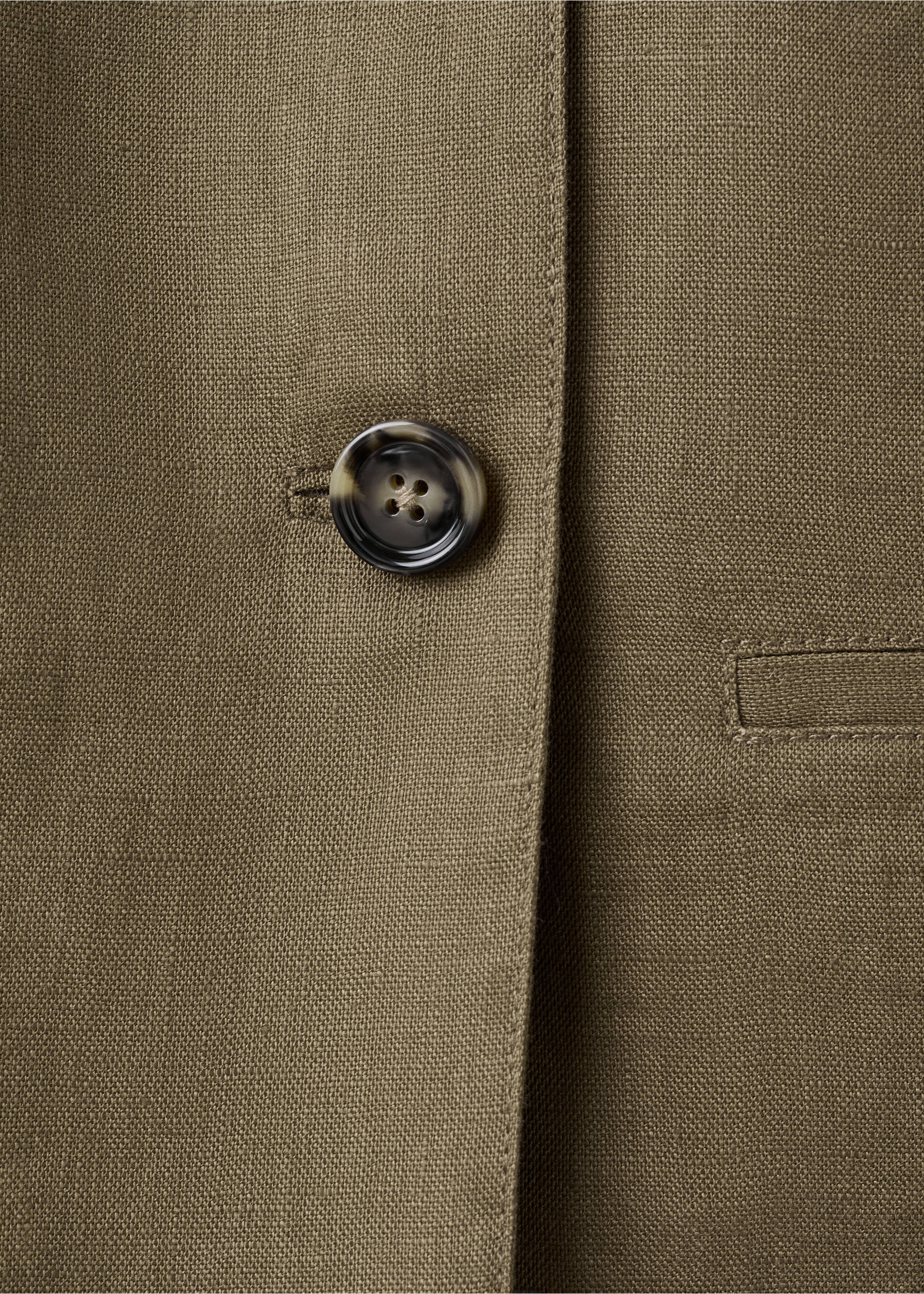Double-breasted linen jacket - Details of the article 0, Khaki. Ref: 27087141-00.