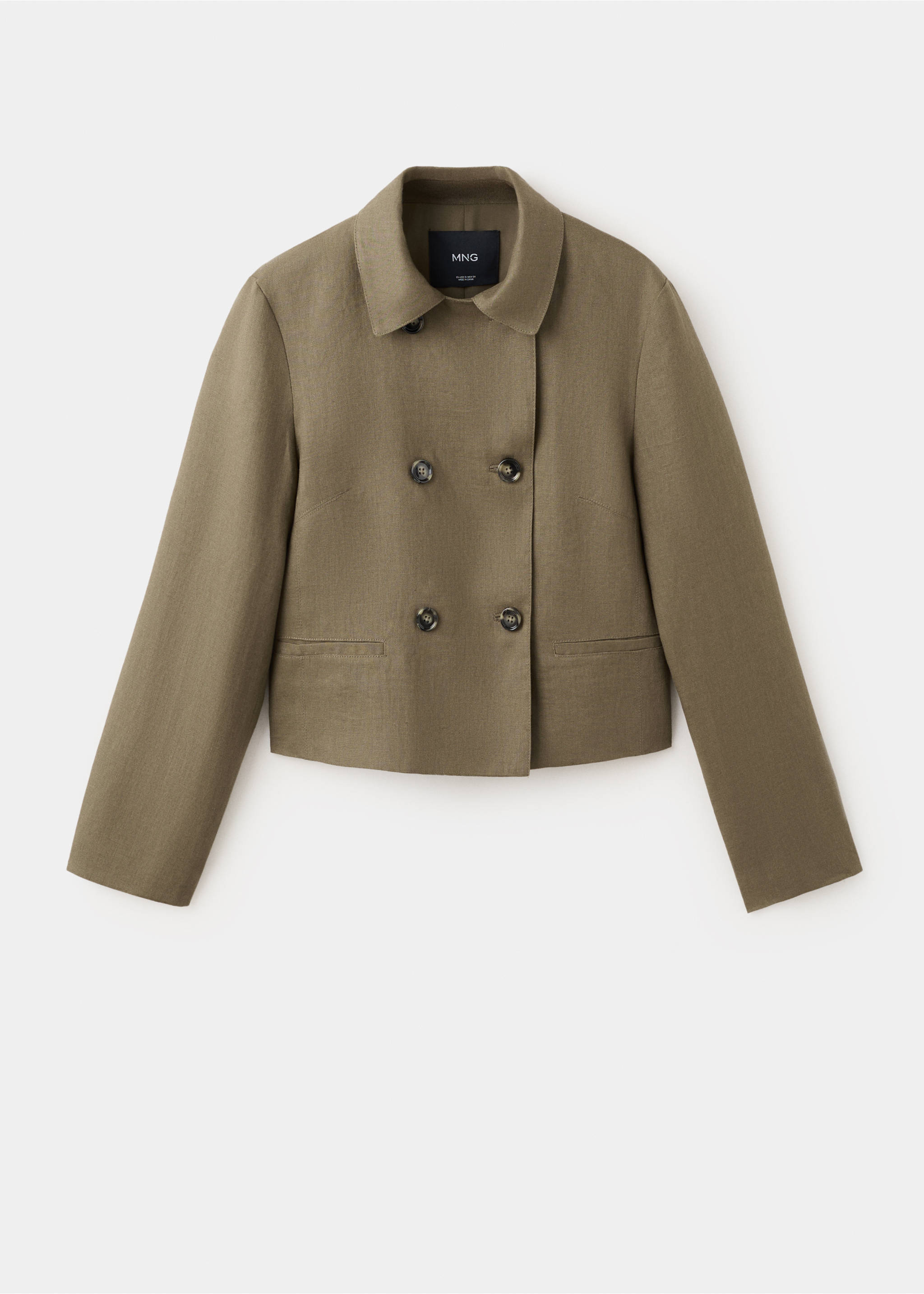 Double-breasted linen jacket - Article without model, Khaki. Ref: 27087141-00.