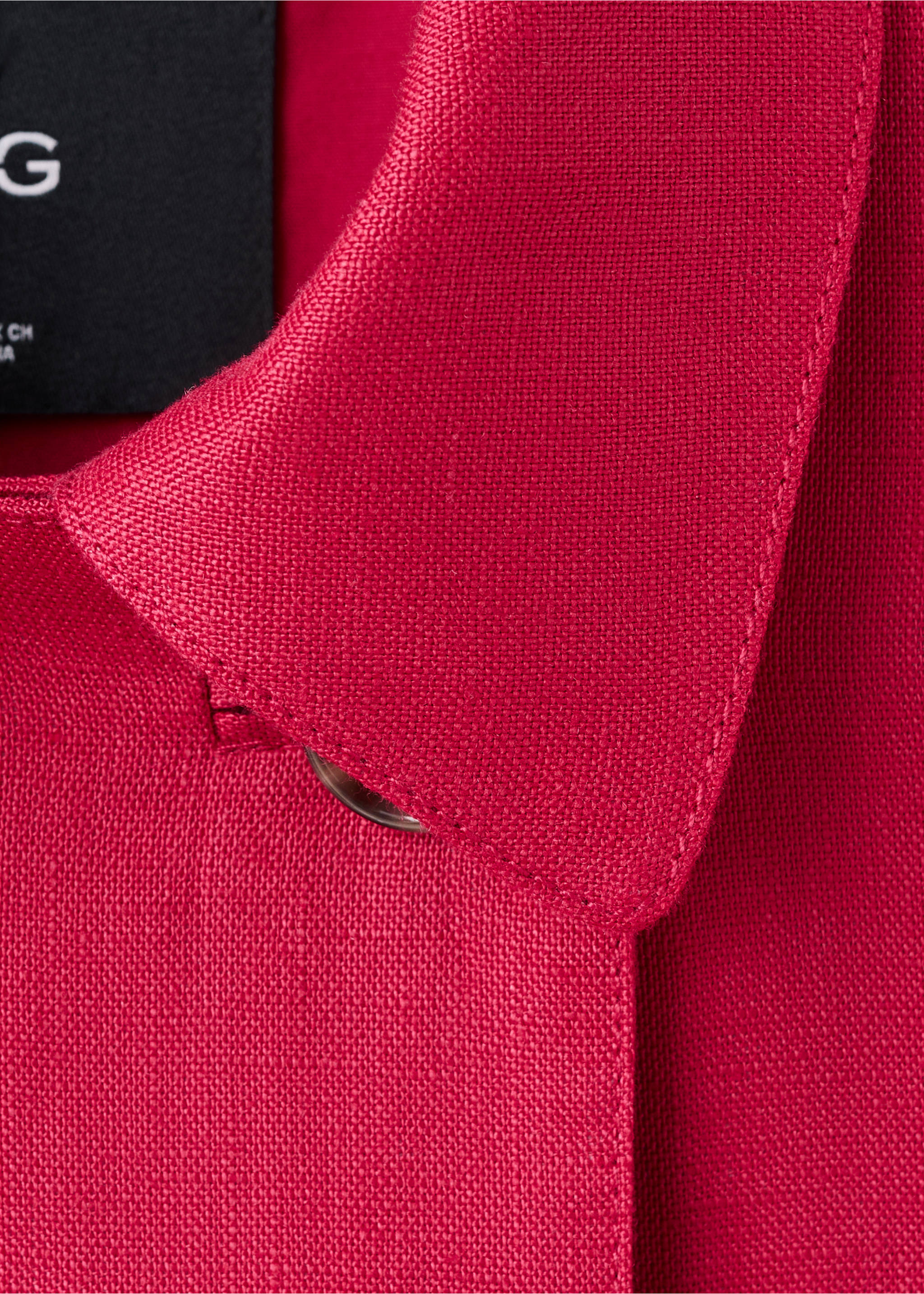 Double-breasted linen jacket - Details of the article 8, Red. Ref: 27087141-00.