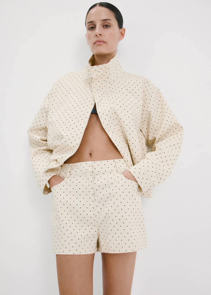 Polka-dot cotton shorts