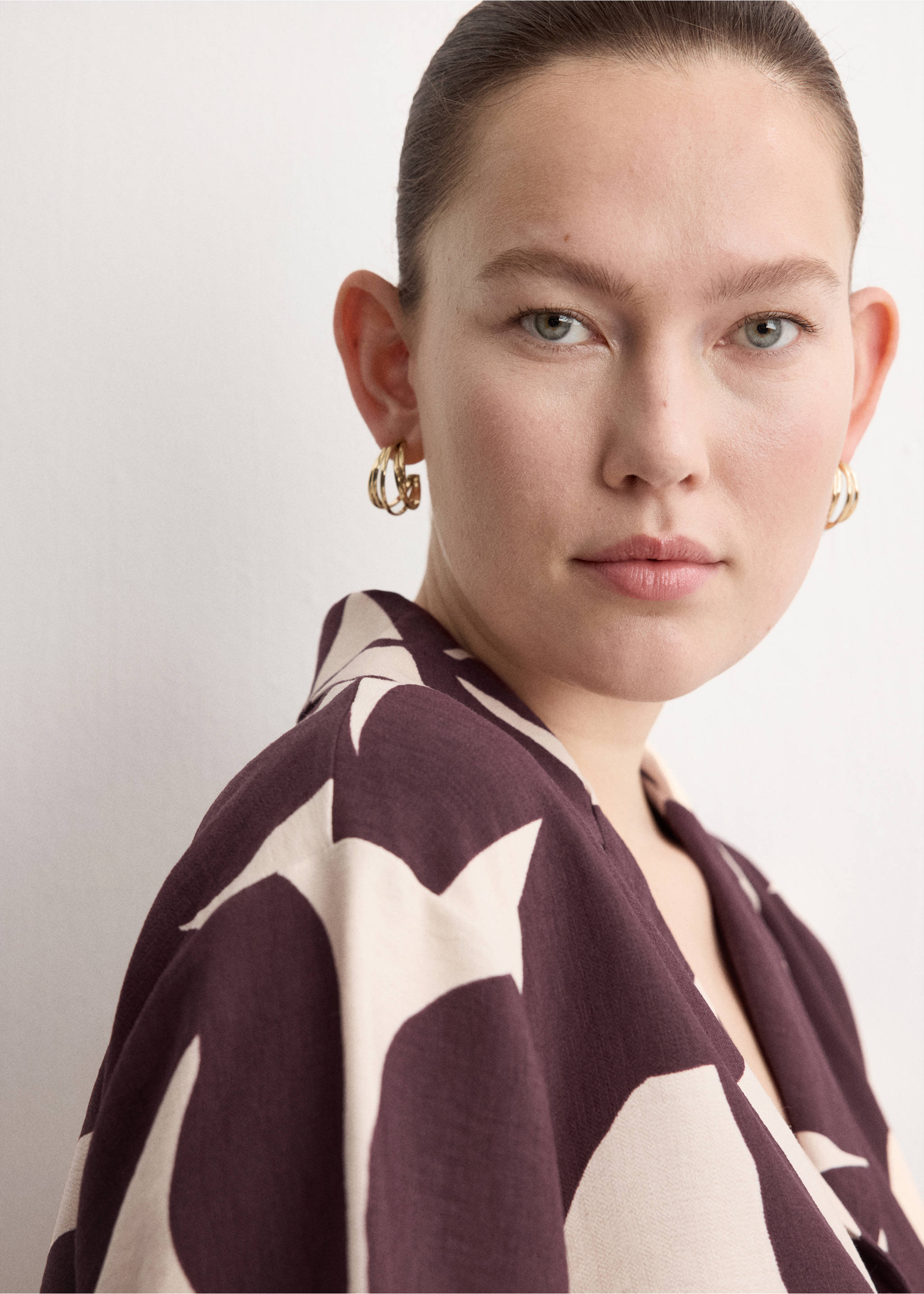 Camisa de manga curta estampada - Pormenor do artigo 4, Cru. Ref: 27087144-00.