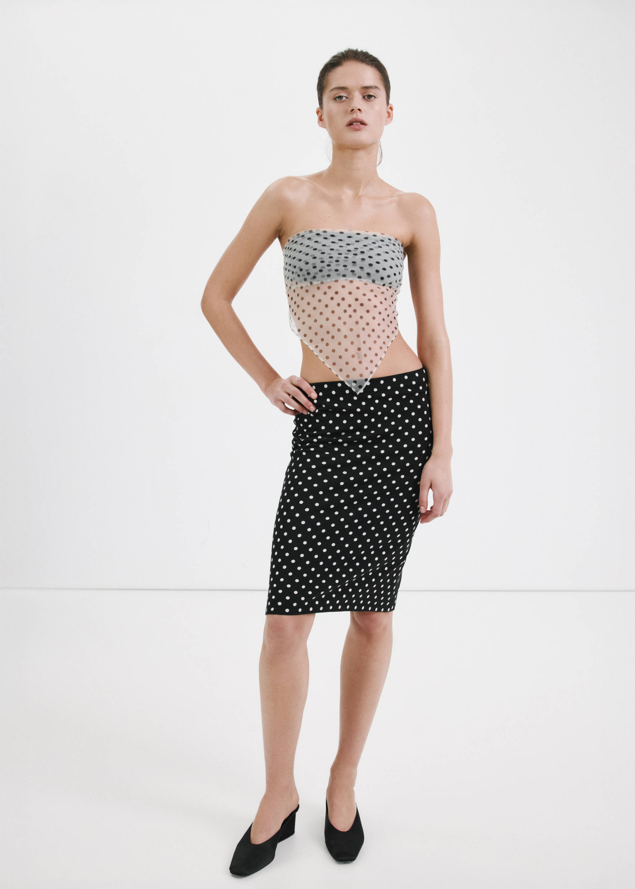 Polka dots midi skirt - General plane
