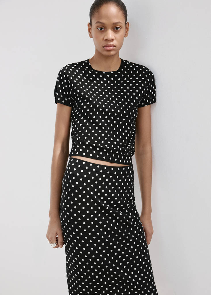 Polka dots midi skirt — Black