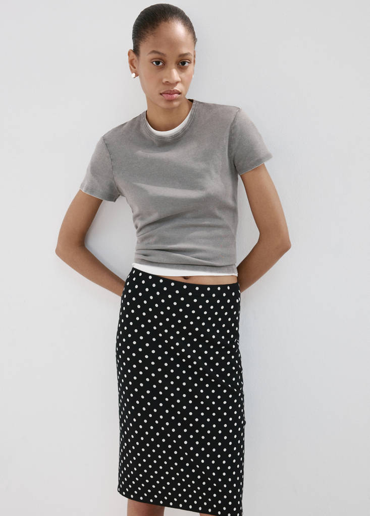 Polka dots midi skirt — Black