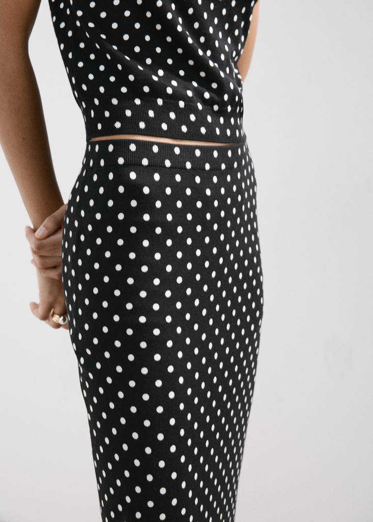 Polka dots midi skirt — Black
