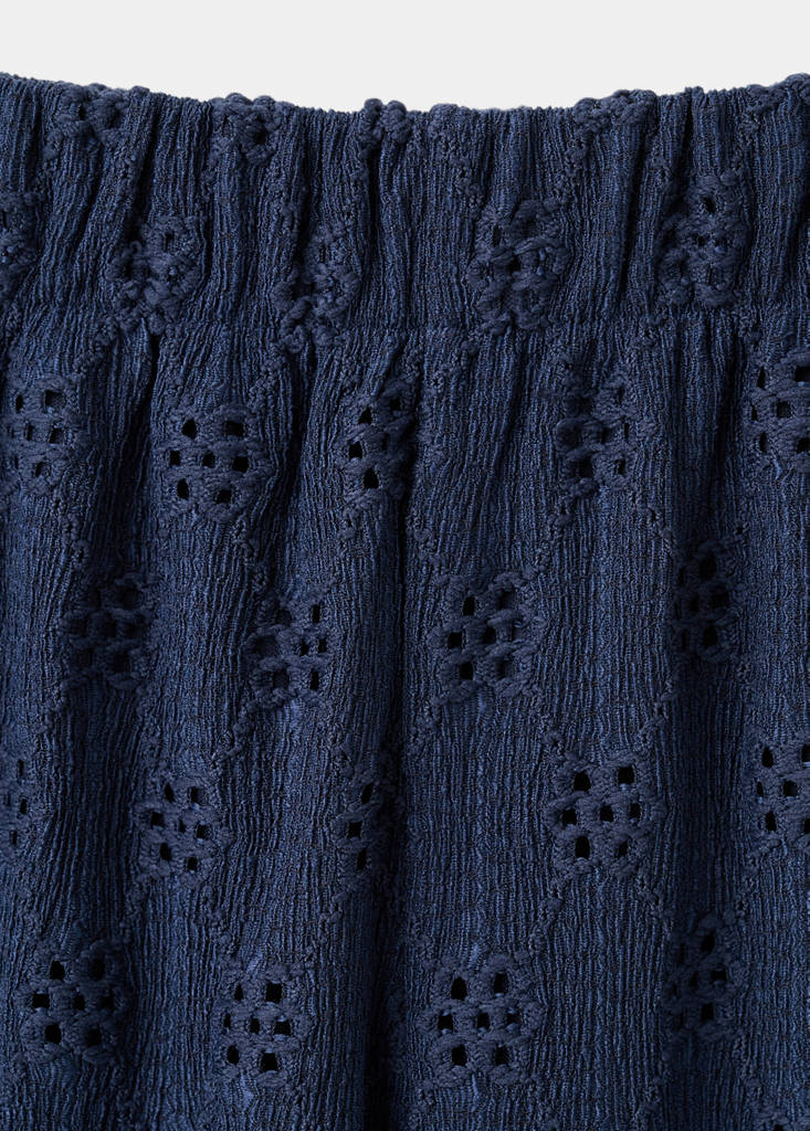 Straight trousers with embroidered details — Navy