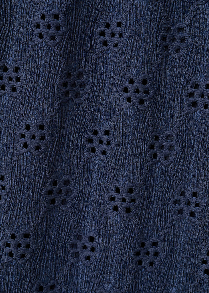 Straight trousers with embroidered details — Navy