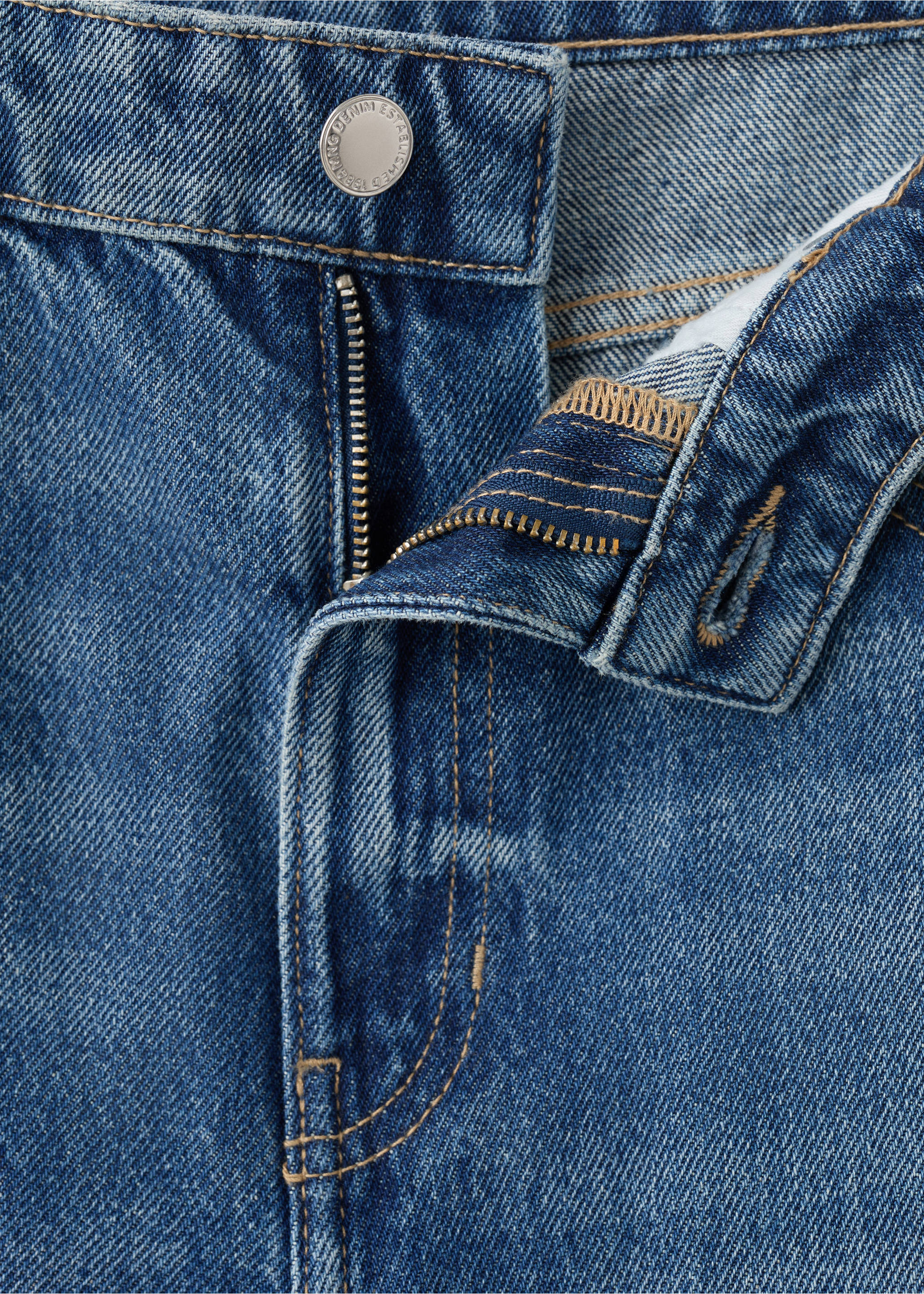 Wide leg mid-rise jeans - Details of the article 8, Medium Blue. Ref: 27087148-00.