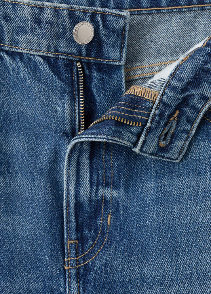 Wide leg mid-rise jeans — Medium Blue