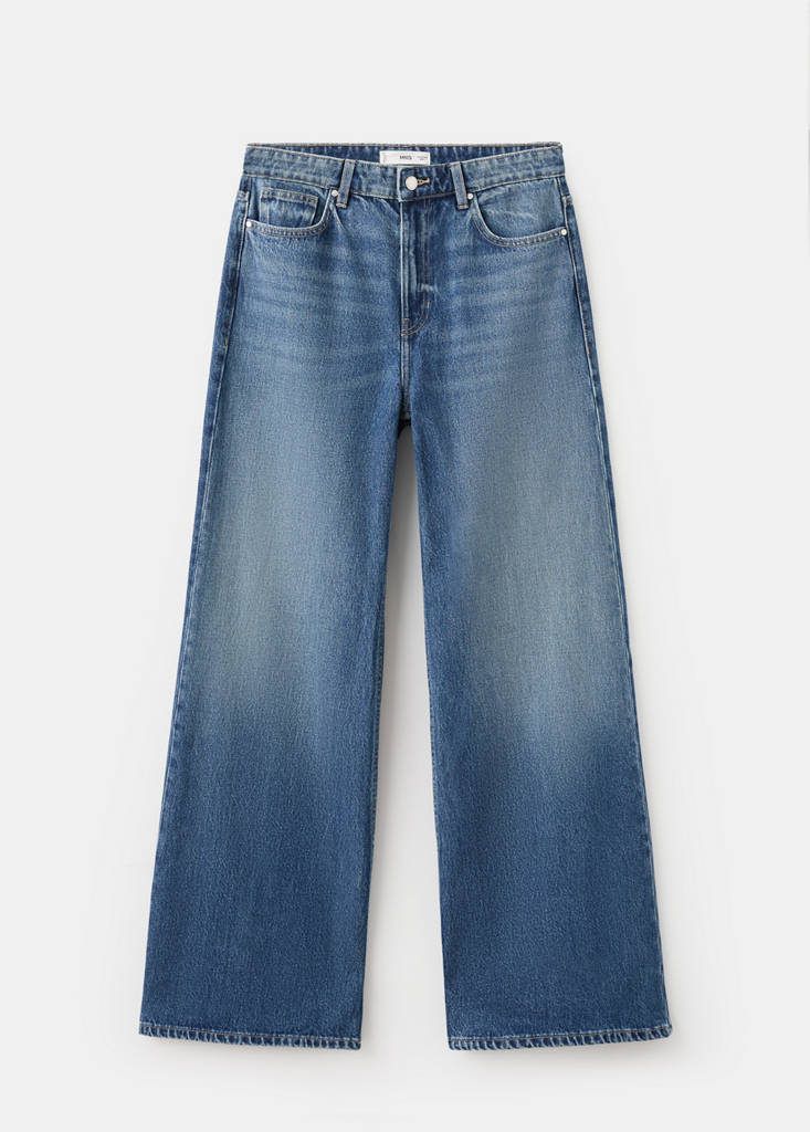 Wide leg mid-rise jeans — Medium Blue
