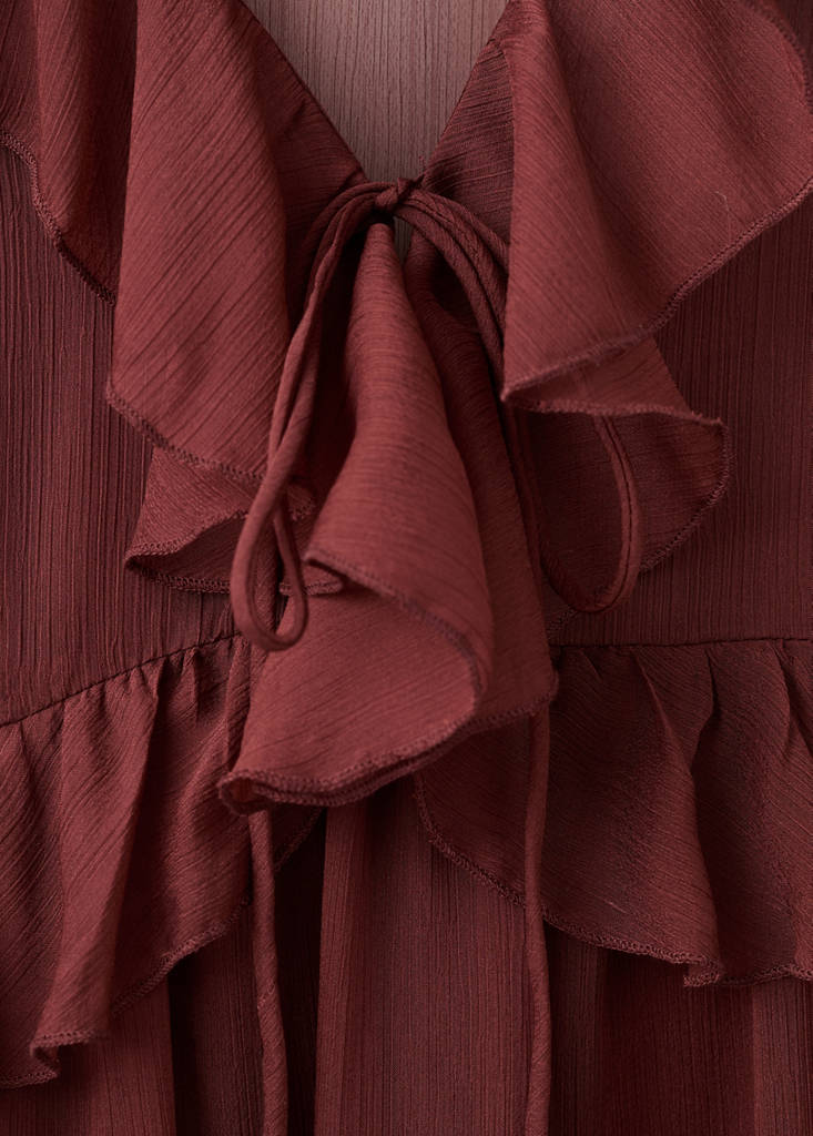 Puffed sleeves dress — Brown