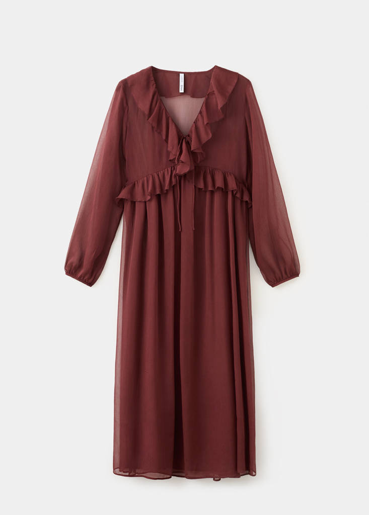 Puffed sleeves dress — Brown