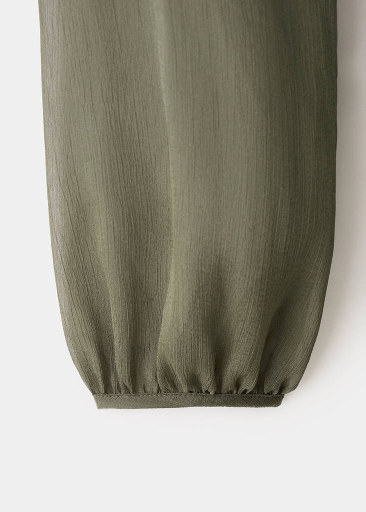 Puffed sleeves dress — Khaki