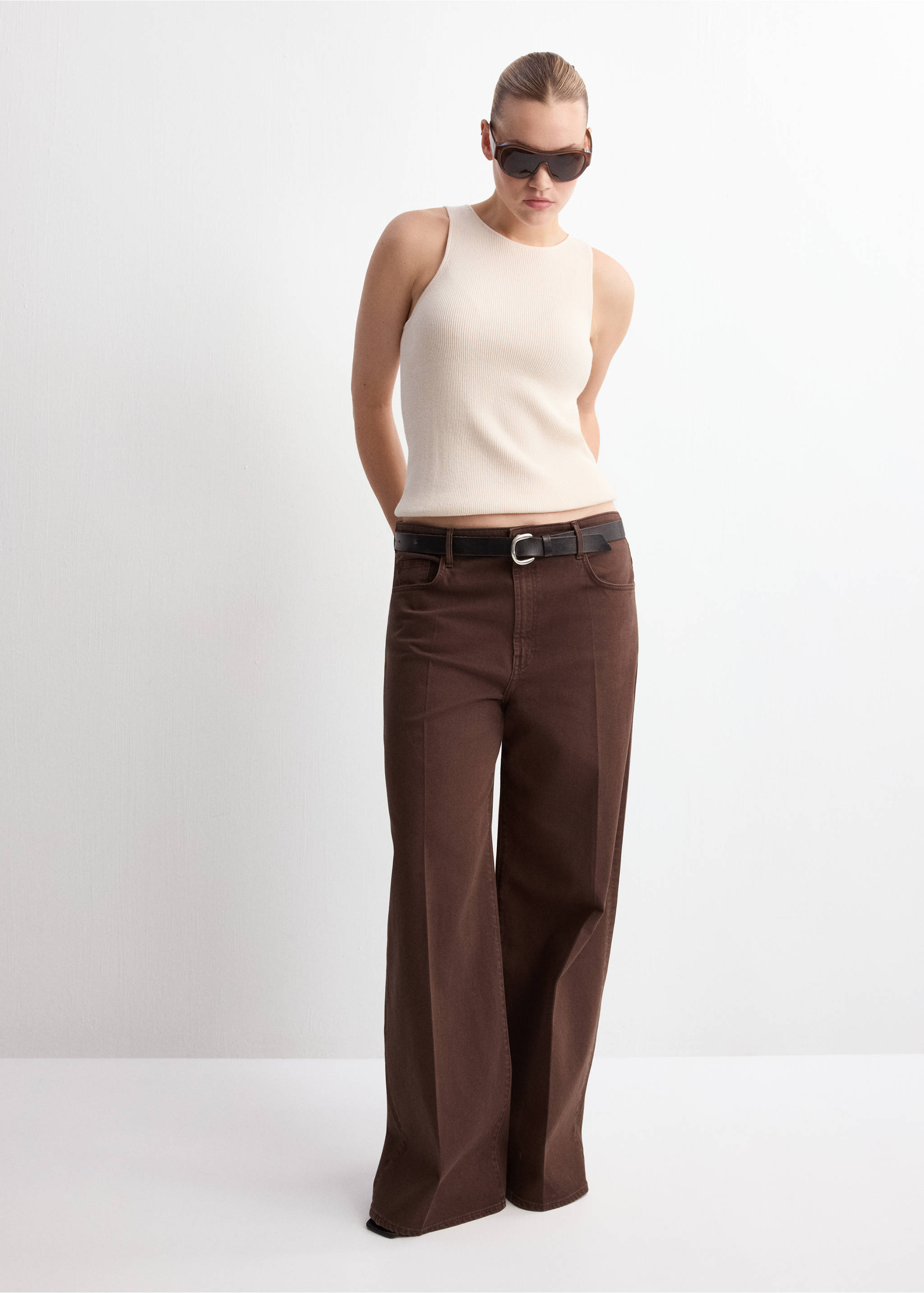Fitted fine-knit top - Details of the article 3, Ecru. Ref: 27087151-00.