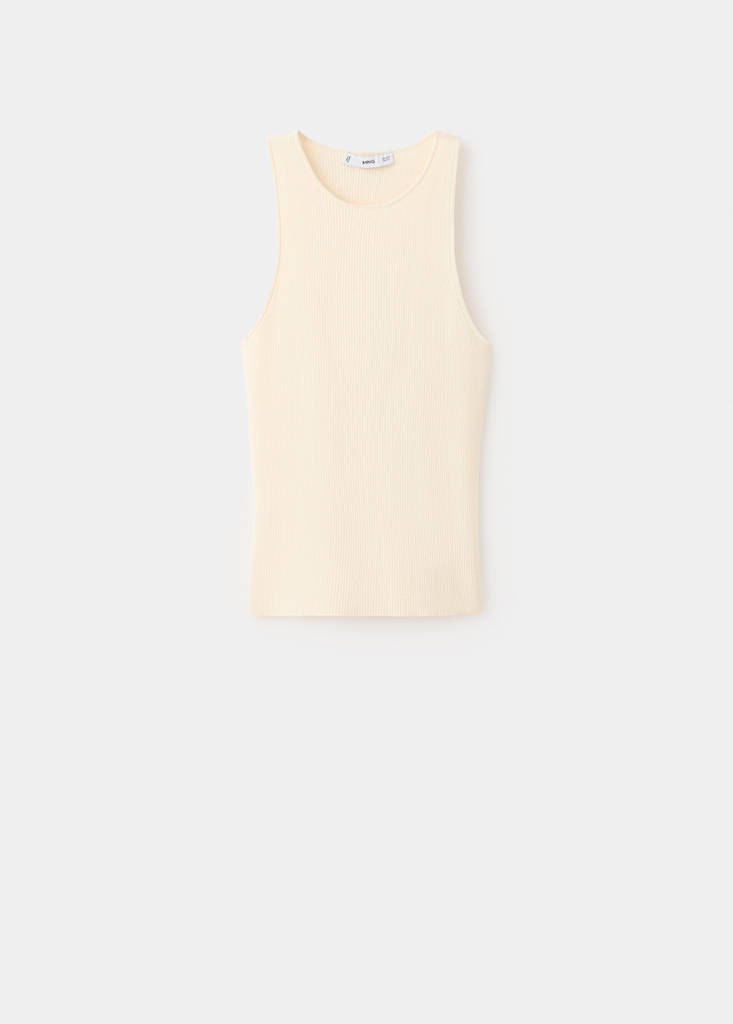 Fitted fine-knit top — Ecru