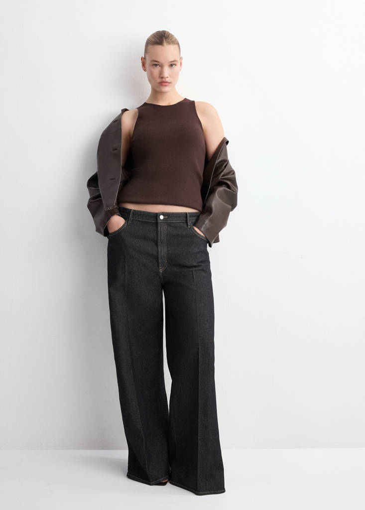 Fitted fine-knit top — Chocolate