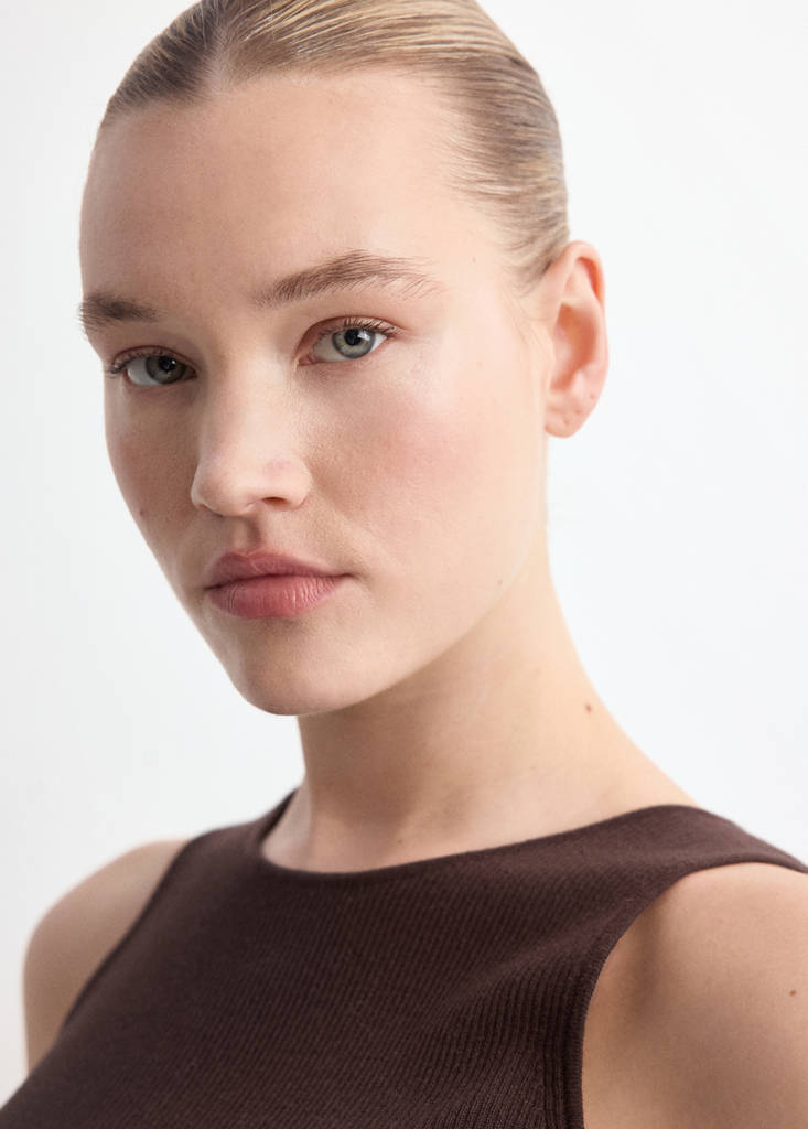 Fitted fine-knit top — Chocolate