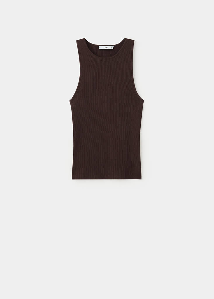 Fitted fine-knit top — Chocolate