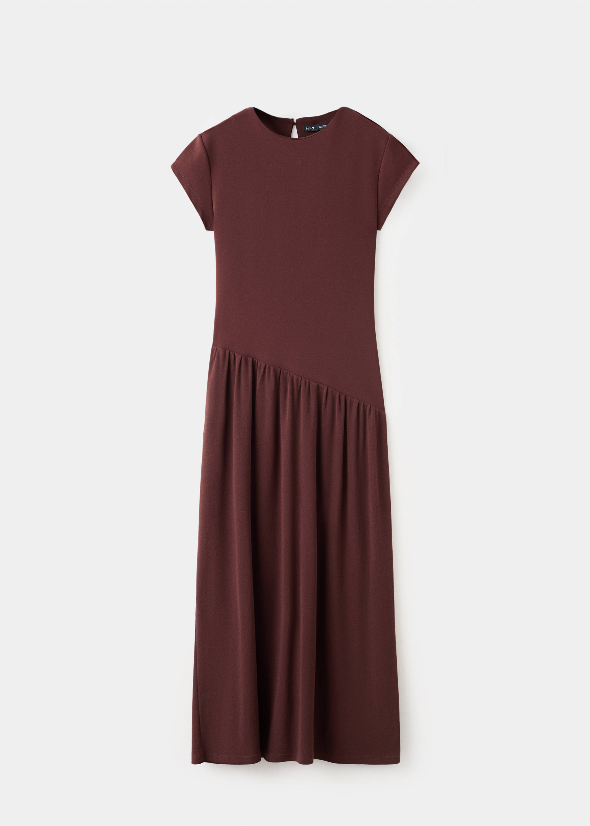 Asymmetric cut short-sleeve dress - Article without model, Burgundy. Ref: 27087152-00.