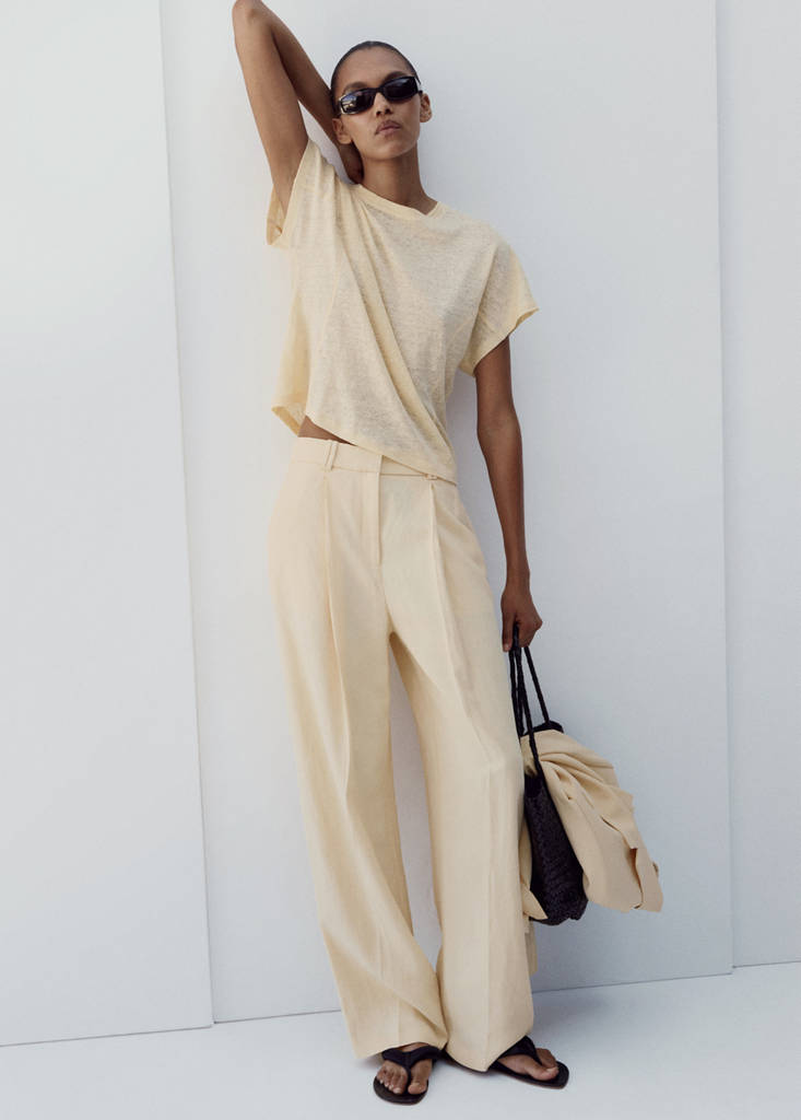 Short-sleeved linen t-shirt — Vanilla