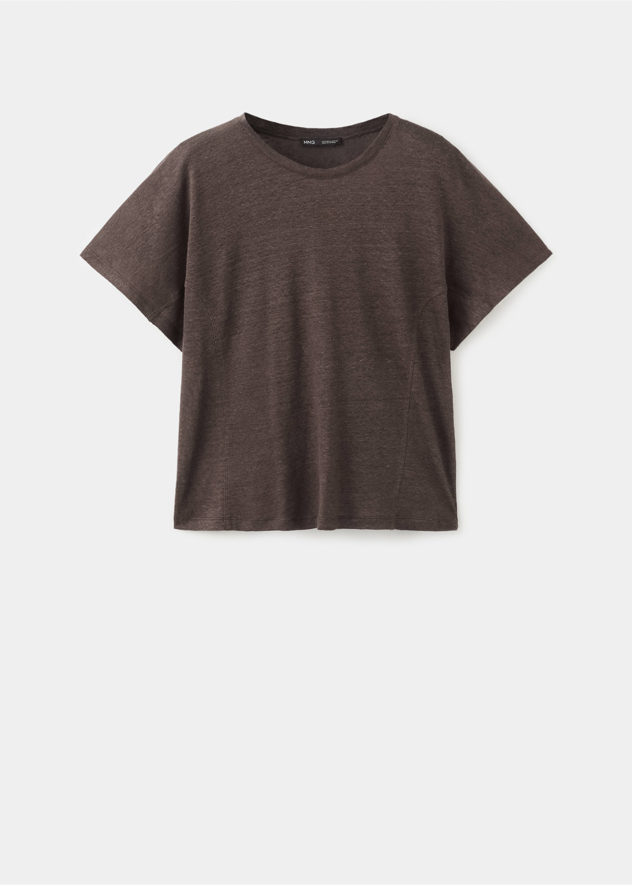 Short-sleeved linen t-shirt - Article without model, Brown. Ref: 27087155-00.