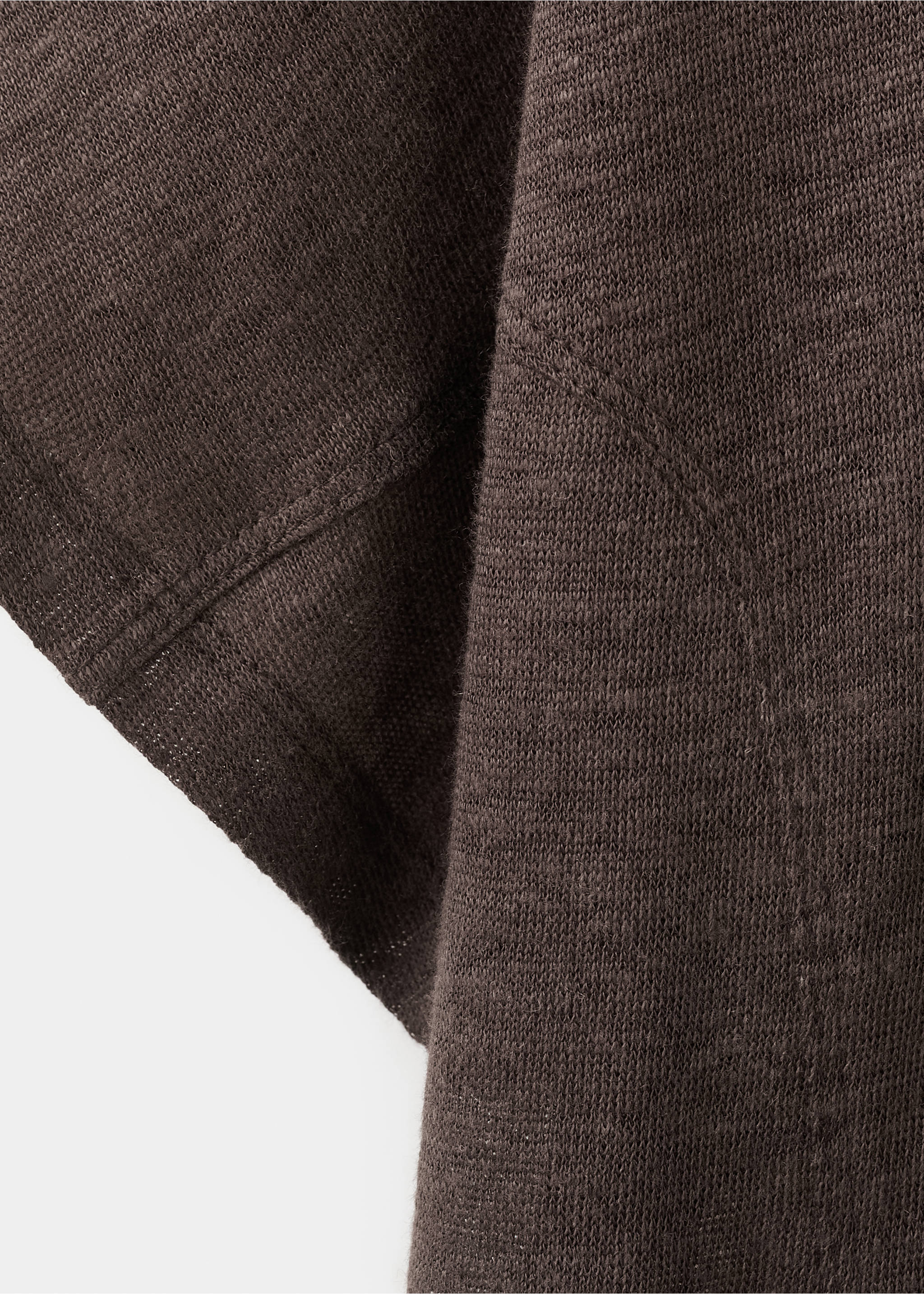 Short-sleeved linen t-shirt - Details of the article 0, Brown. Ref: 27087155-00.