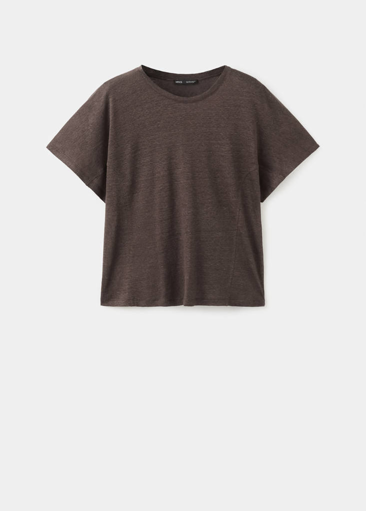Short-sleeved linen t-shirt — Brown