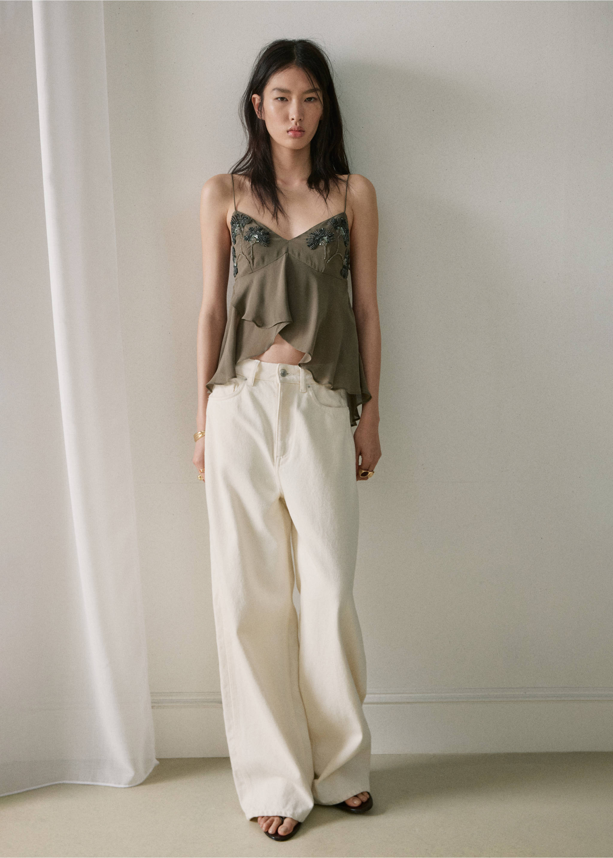 Embroidered appliqué top - General plane, Green. Ref: 27087160-00.