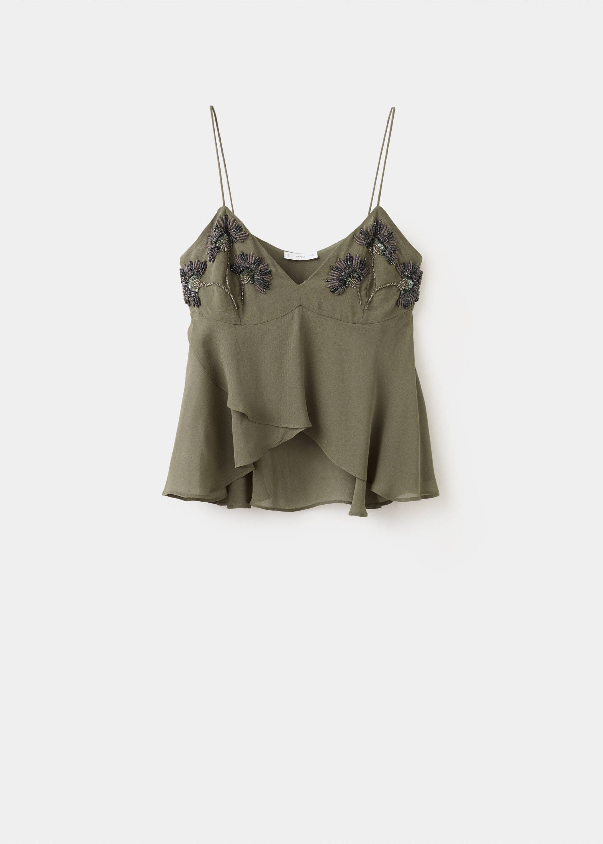 Embroidered appliqué top - Article without model, Green. Ref: 27087160-00.