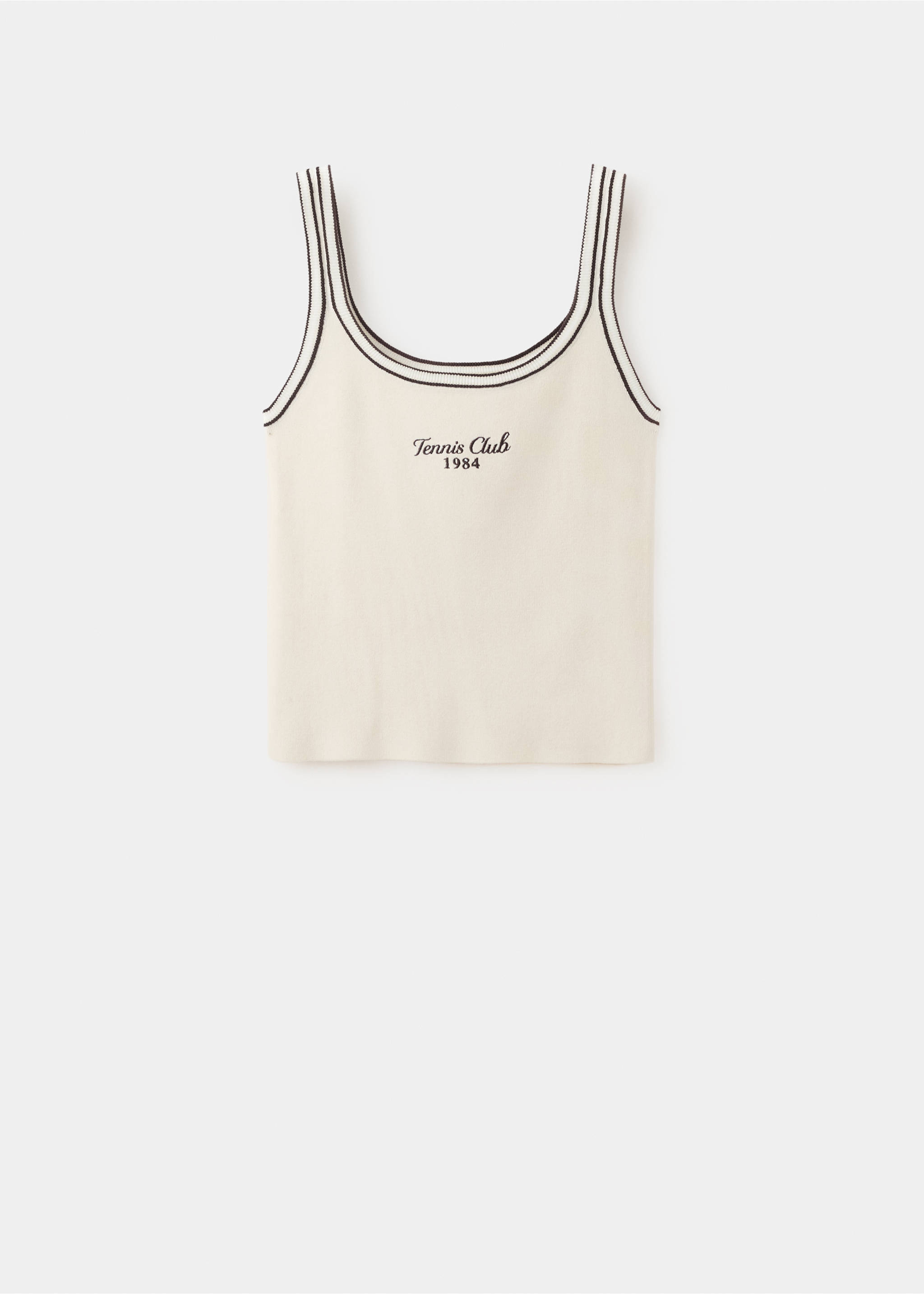 Top with embroidered message and contrasting trim - Article without model, Ecru. Ref: 27087162-00.